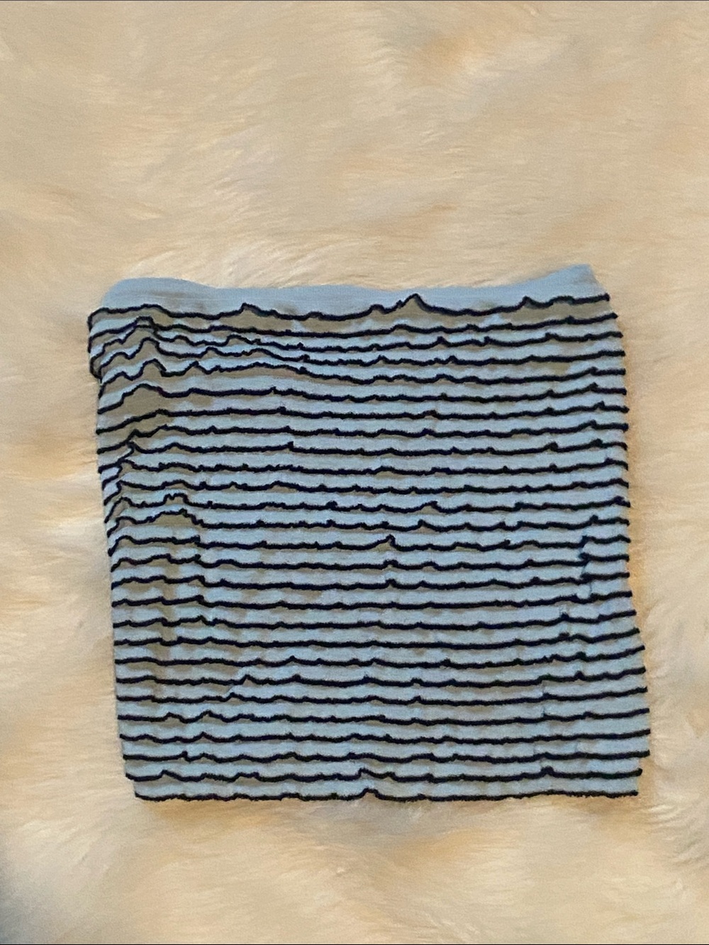 Armani Exchange Light Blue and Black Striped Mini Skirt